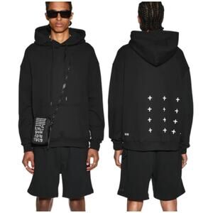 Ksubi NWT 4 x 4 Biggie Hoodie Jet Black Men's Size XL Oversized Cross Print Logo